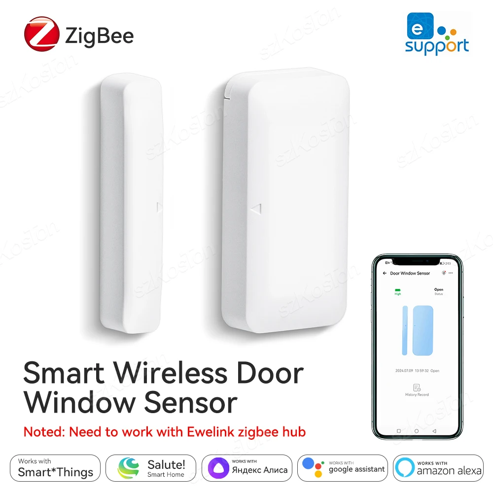 eWeLink APP Zigbee Wireless Contact Door Window Sensor Smart Home Security Alarm Detector Support Zigbee 2mqtt Home Assistant