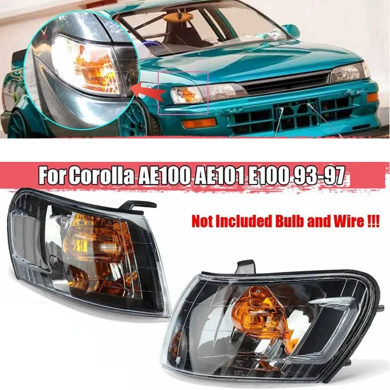 Turn signal Car Front Corner Light For Toyota Corolla AE100 E100 AE101 1993-1996 1997 Lens Black Signal Lamp Headlight Foglight