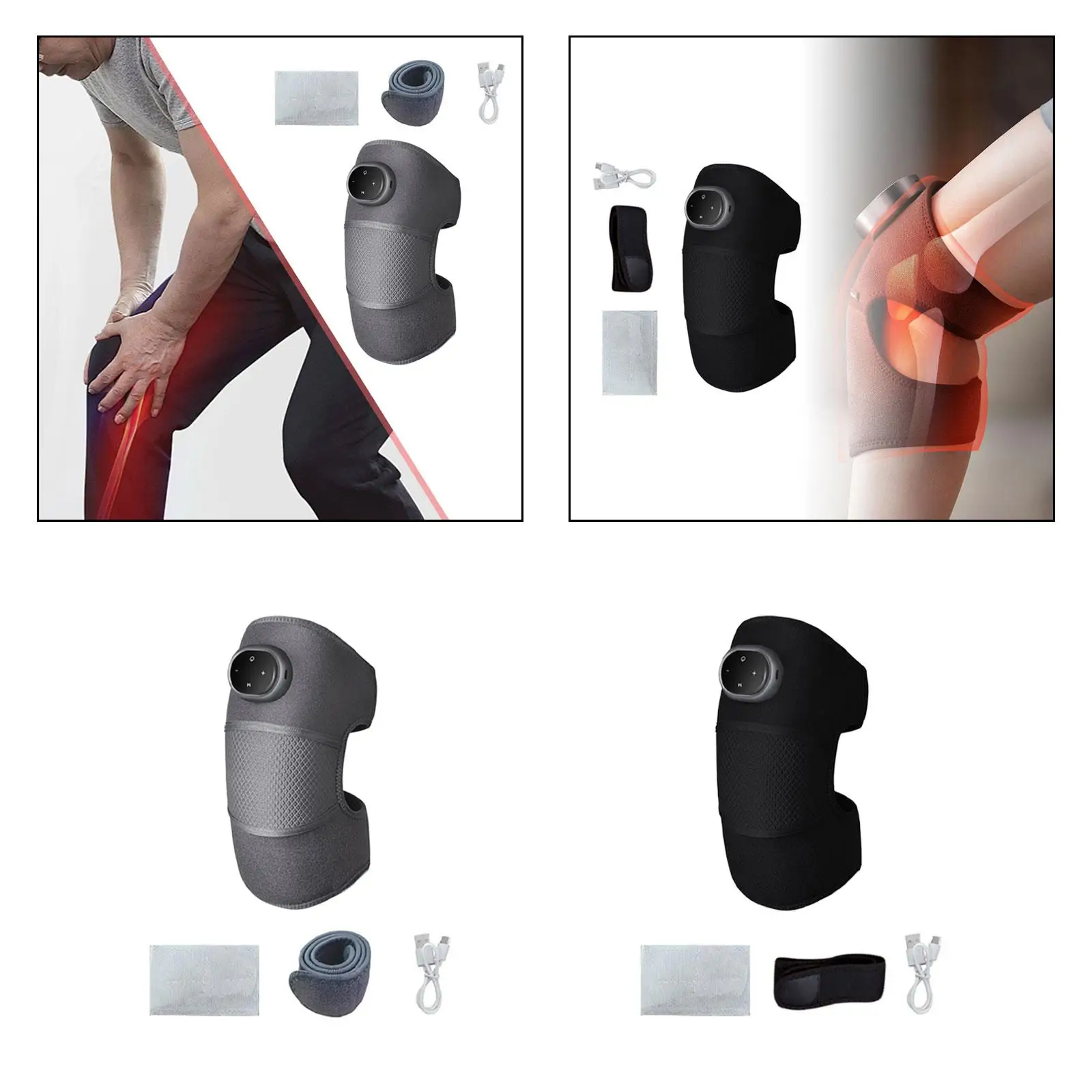 Knee Massager with Vibration Portable Relaxing LED Touch Screen Multifunctional Heated Knee Brace for Office Work Home Family