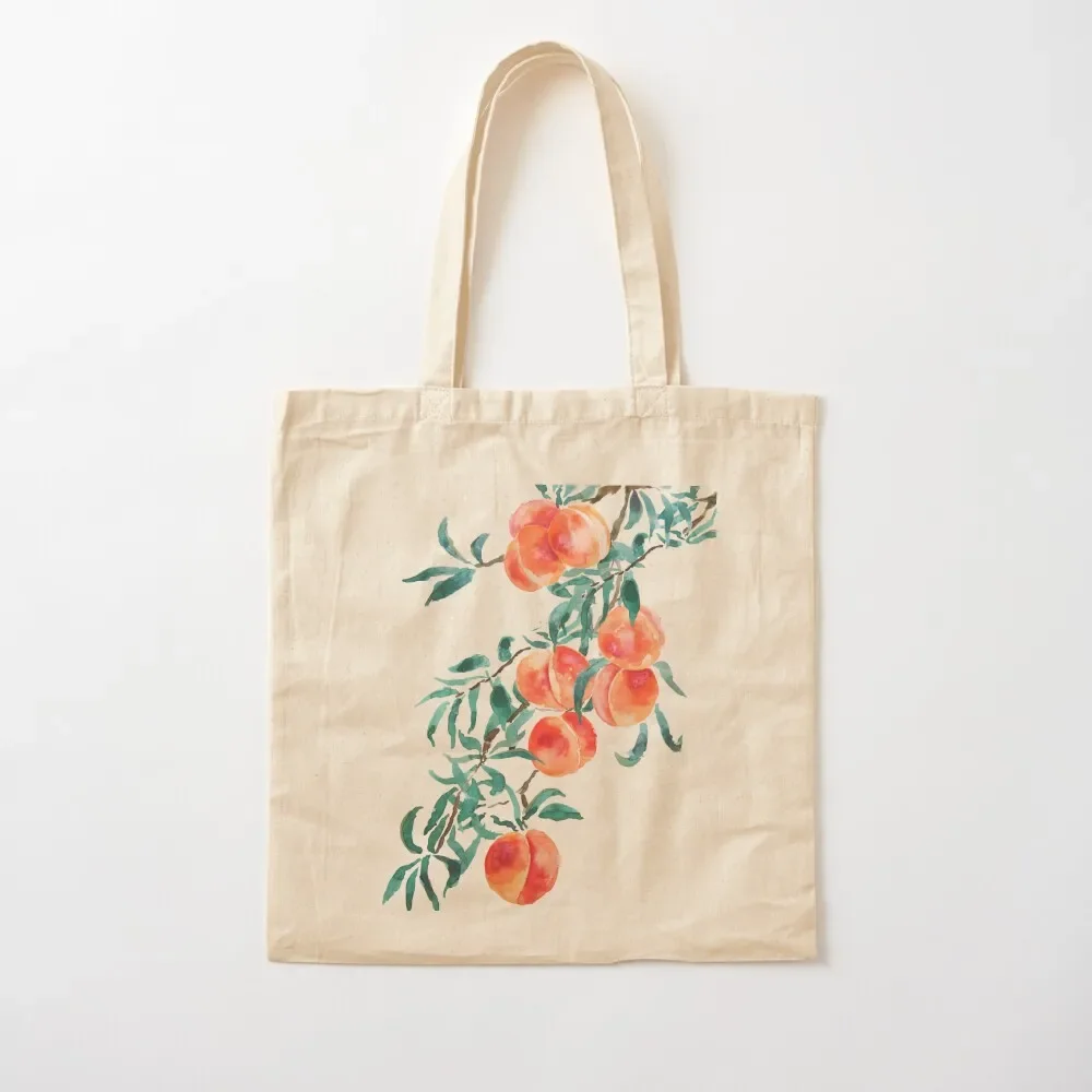 hand painted pink peach watercolor Tote Bag Custom bag reusable shopping bag Canvas Tote