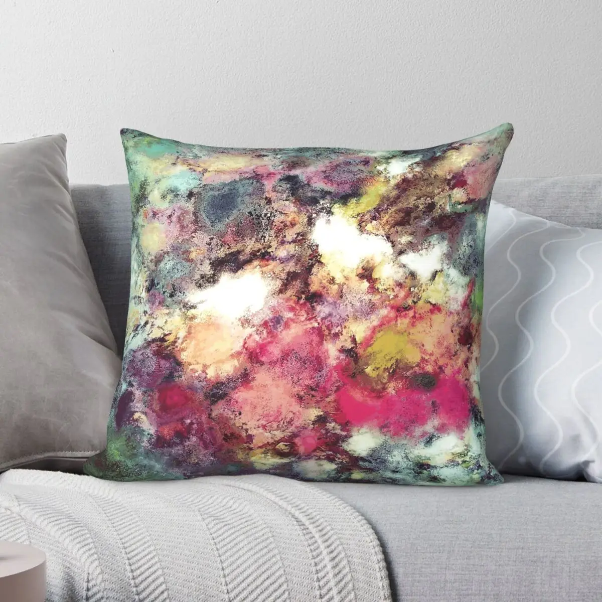 Raspberry Rocks Square Pillowcase Polyester Linen Velvet Pattern Zip Decor Pillow Case Home Cushion Cover