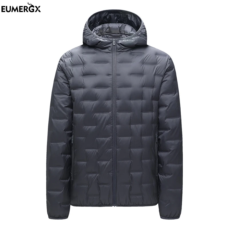 

EUMERGX Men's Winter Down Jacket Climbing Camping Hiking Lightweight Padded Jackets Waterproof Windproof Warm Hooded Windbreaker