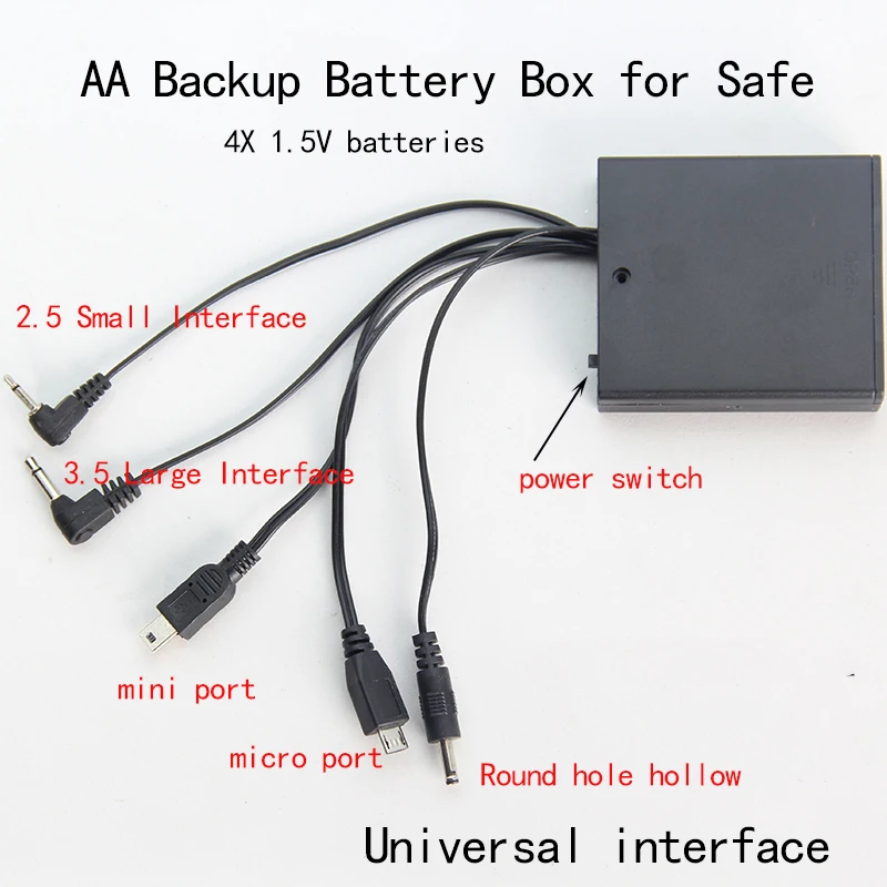 1PC Safe Emergency Charger External Power Box Universal Anti-theft Door Lock Backup Battery Box  Backup Battery Box For Safe view 2