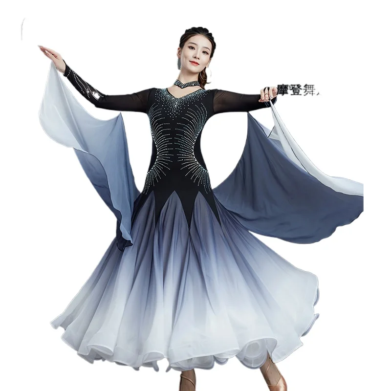 

2025 Modern Dance Dress Women's New Ballroom Dance Latin Dance Ballroom Dance Cha-cha Square Dance Dress Performance Dress 9074