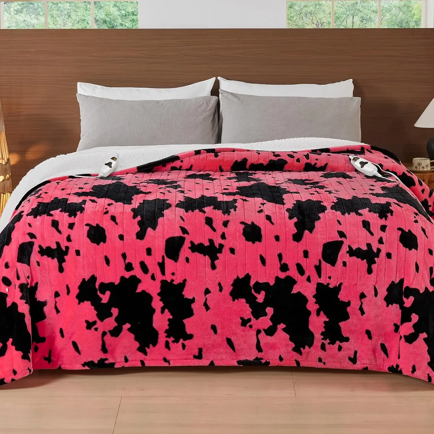 

Electric Heated Blanket King Size, 90x100, Dual Control & Timer, 10 Heat Levels, Highland Cow Print Fleece, Gifts for Women