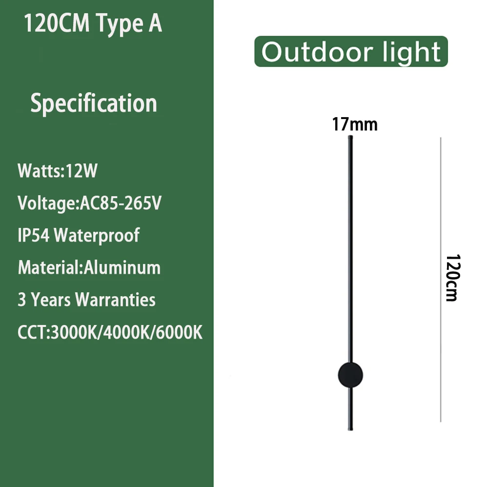 Lampu Dinding LED dalam ruangan/luar ruangan IP54 AC85-265V tahan air panjang 120cm 60cm lampu gaya minimalis Modern dengan garansi 3 tahun