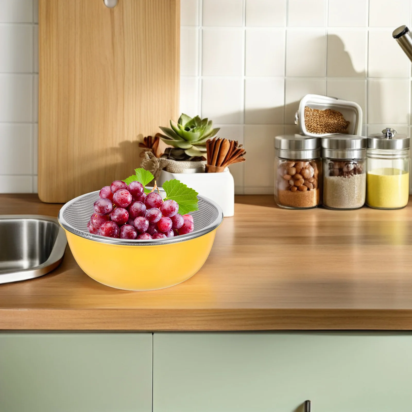 

2Pcs Multifunctional Stainless Steel Drain Basket Large Capacity Kitchen Sink Strainer for Vegetables Fruits Grains Easy Clean