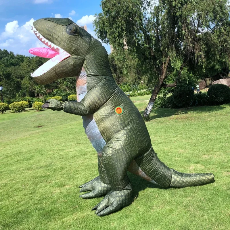 Kostum Cosplay Halloween, kostum Cosplay Halloween mewah, dinosaurus lucu, kostum t-rex Inflatale, permainan peran karnaval, untuk pria wanita dewasa