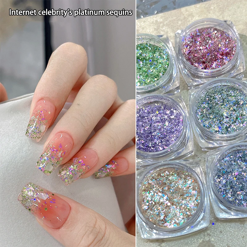 1Box Summer Ultra Thin And Shiny Nail Glitter Sequins DIY Design Nail Art Charms Fragments Sweet Girl Nail Accessories Manicure