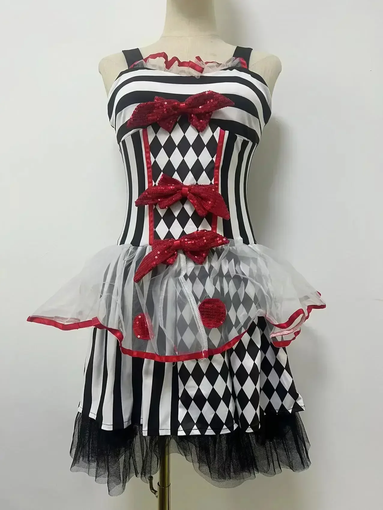 Halloween Purim Sexy Lady Circus Clown Costume Cosplay Jester costumi per le donne adulte