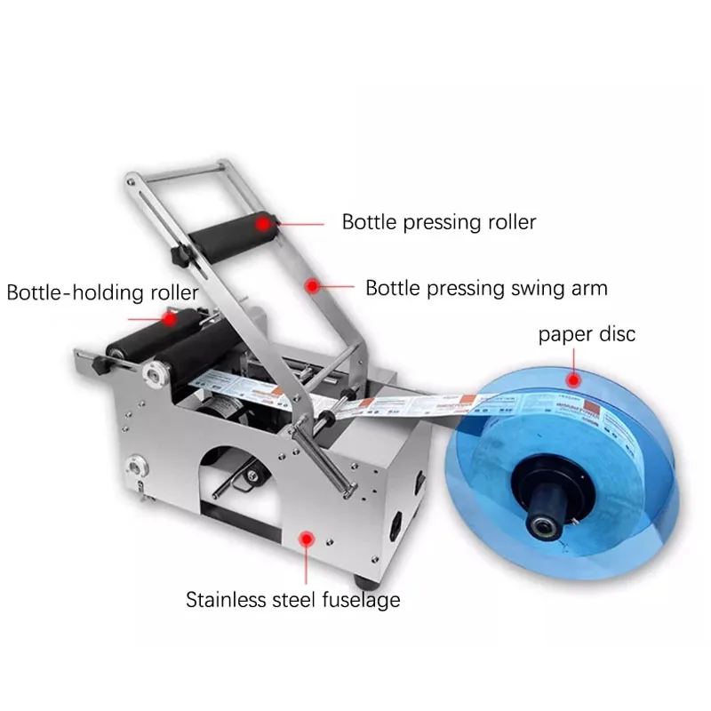 Semi Automatic Desktop Sticker Labeling Machine for Round Bottle Tube Can Spray Bottle  Labeling Equipment