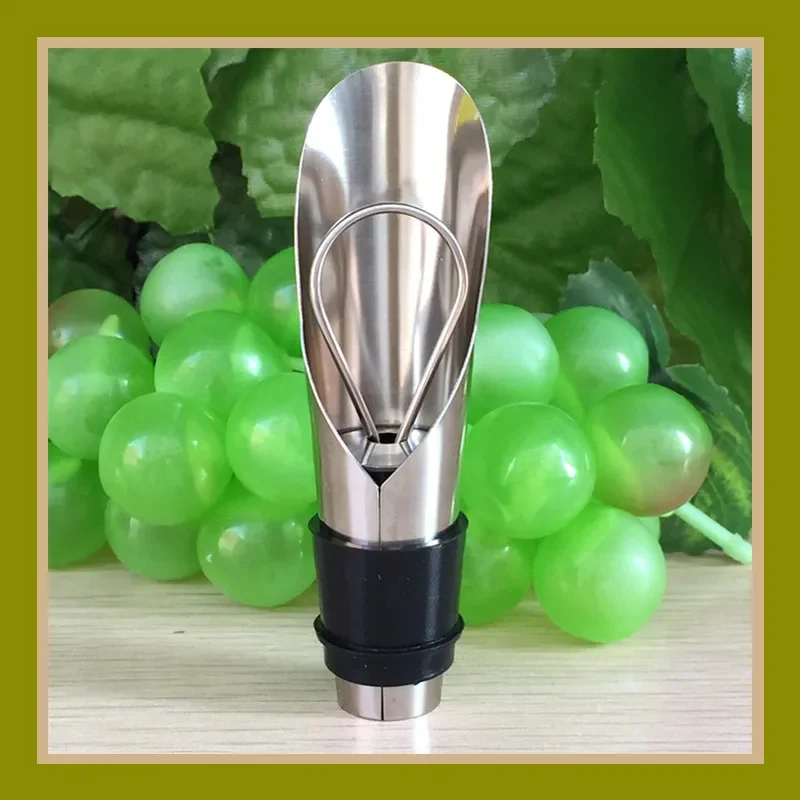 Stainless Steel Liquor Aerating Decanter Pourer Spout Flow Wine Bottle Bar Tools with Stopper Set