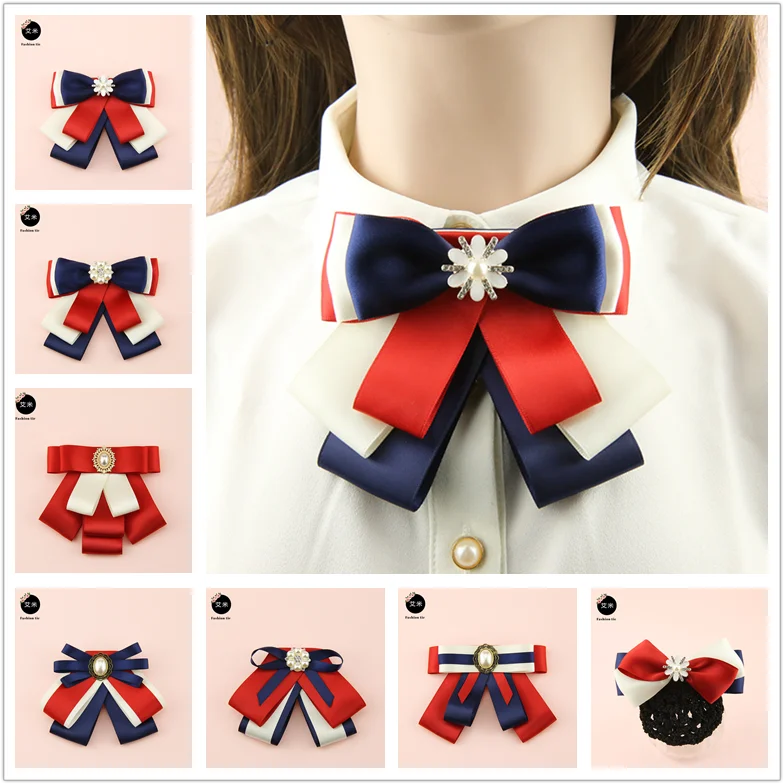 Handmade Crystal Flower Neckwear Quality Rhinestone Crystal Shirt Pins Strip Neck Bow Tie Bow Knot Accessories Fashion Jewelry