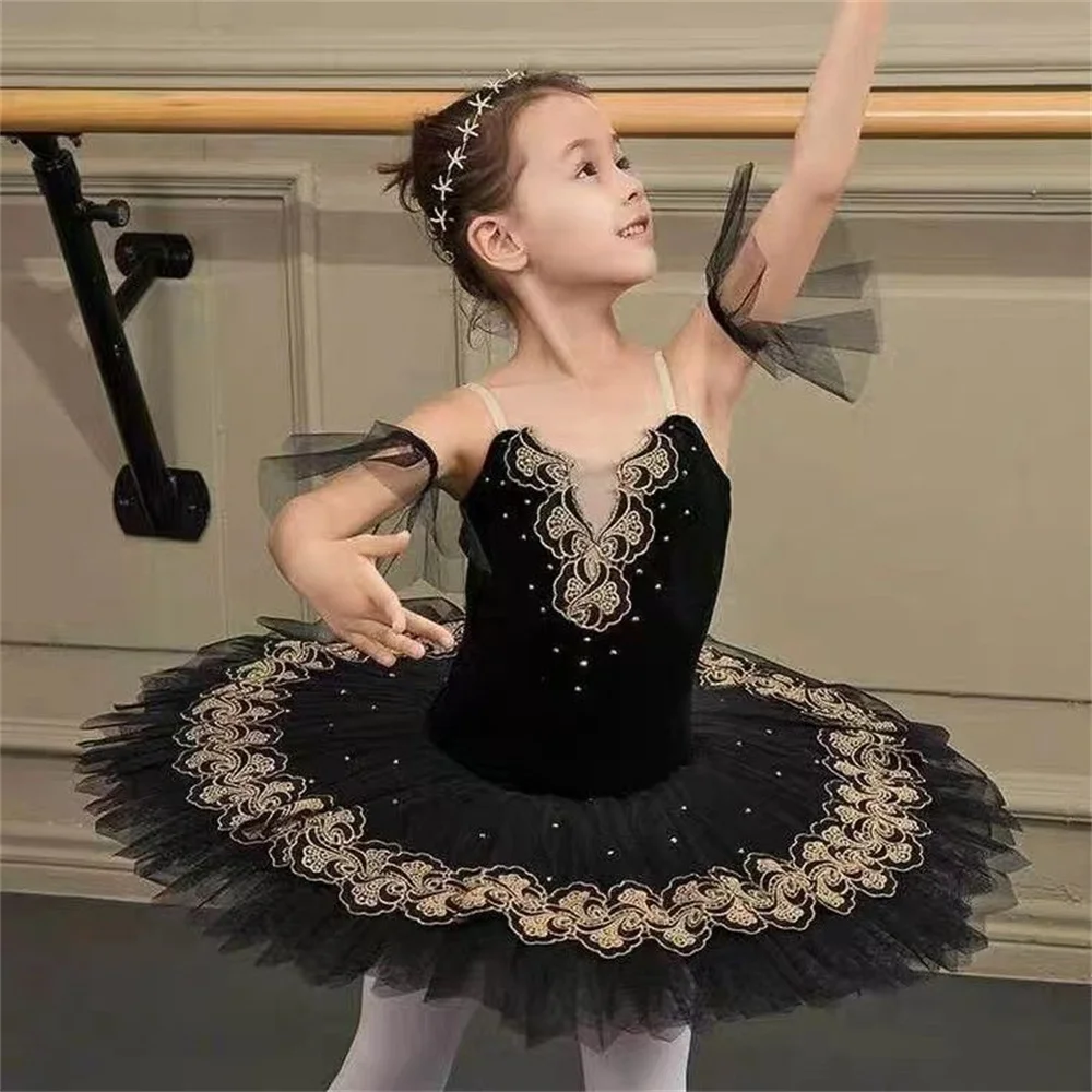 Newly arrived Black Swan Lake Ballet TUTU Skirt Children's decal ballet stage performance costumes