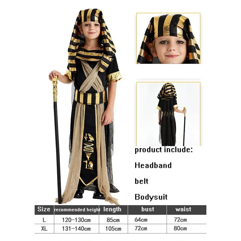 أزياء الهالوين التأثيرية للأطفال في مصر القديمة فستان فرعون كليوباترا المصري كوسبلاي الأمير الأميرة حفلة كرنفال فاخرة