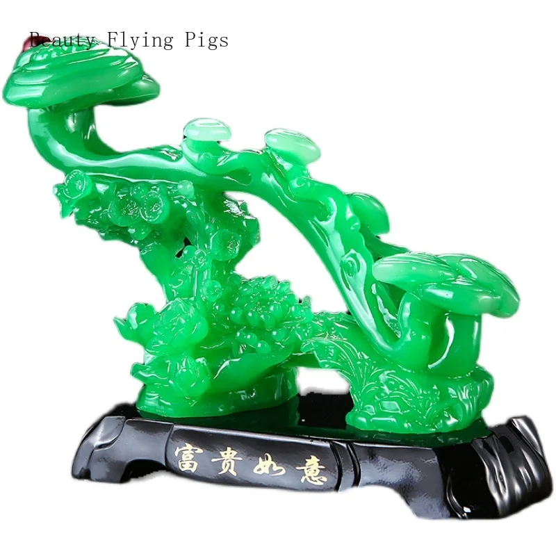 Chinese Creative Resin Jade Ruyi Decoration Home, Living Room, Wine Cabinet, Bogu Rack Decoration Crafts feng shui