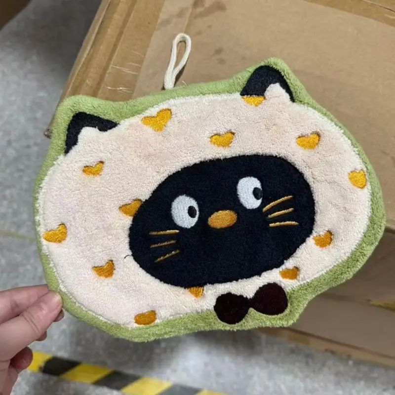 。1pc Absorbent Clean Rag Cartoon Coral Velvet Hand Towel For Kitchen Kawaii Cat Hand Wipe Cleaning Cloth Bathroom Hanging Towel