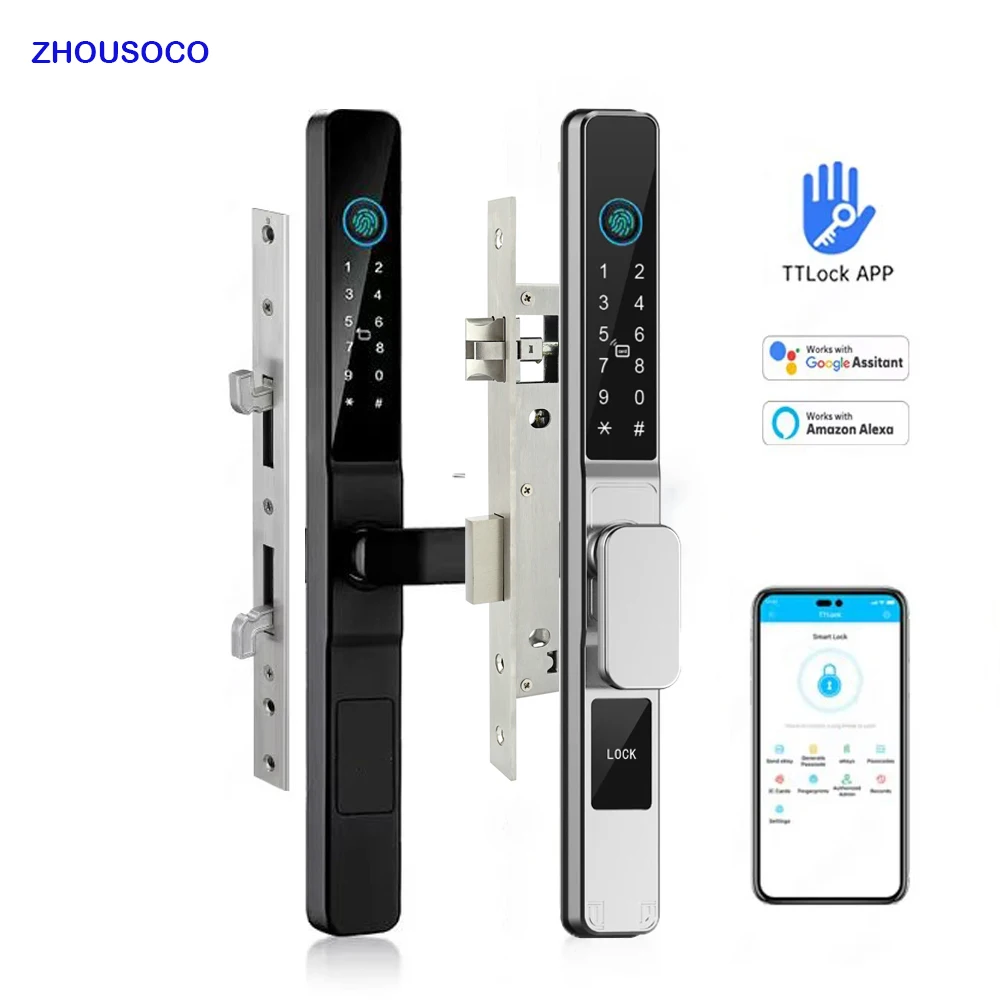 Waterproof Smart Lock Fingerprint TTlock APP Password RFID Card Electronic Digital Door Lock for Sliding Glass Aluminum Door