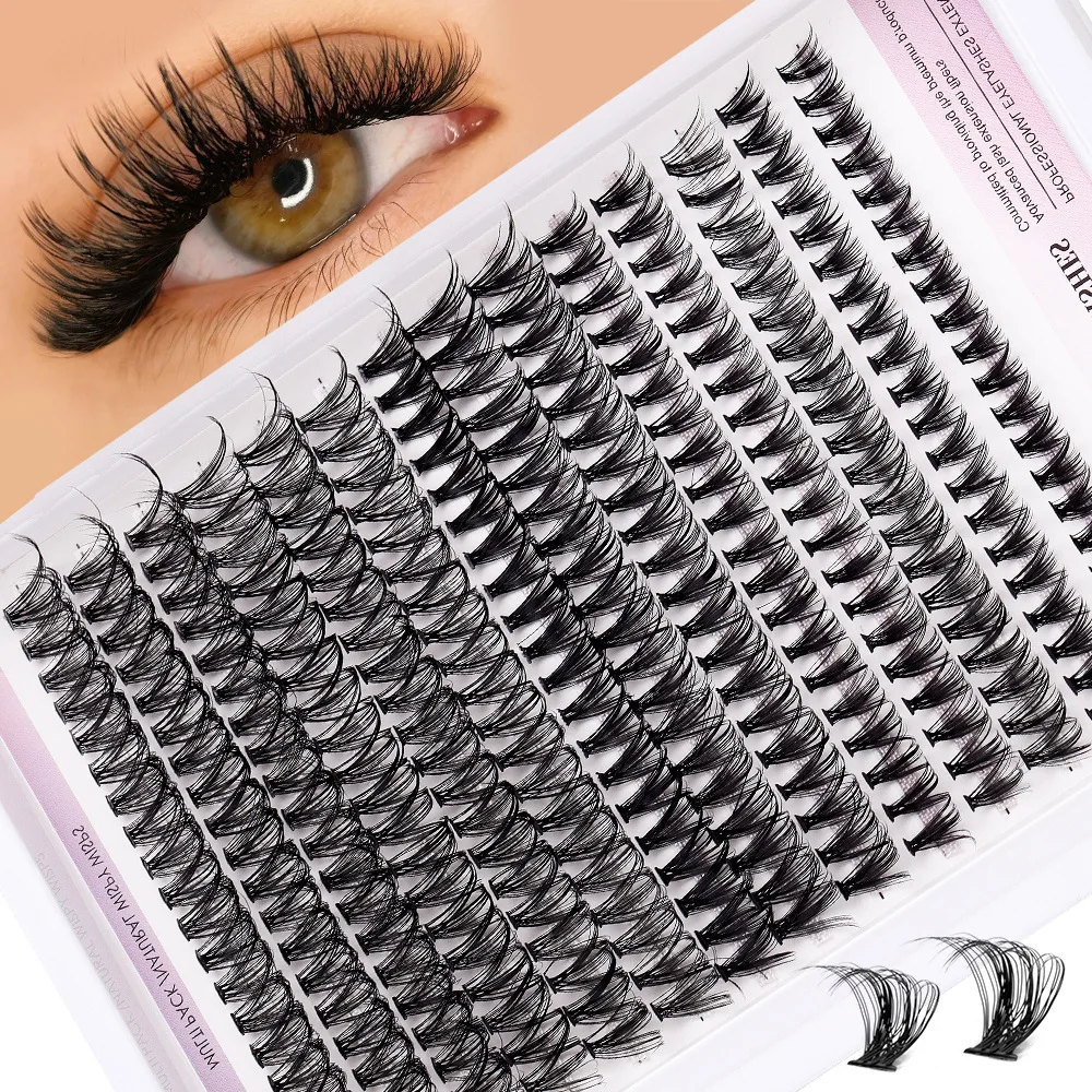 

280 Clusters Individual Eyelashes Large Capacity DIY Self Adhere Eye Lashes at Home D Curl Mix Wispy Natural Thick Cat Eye Style