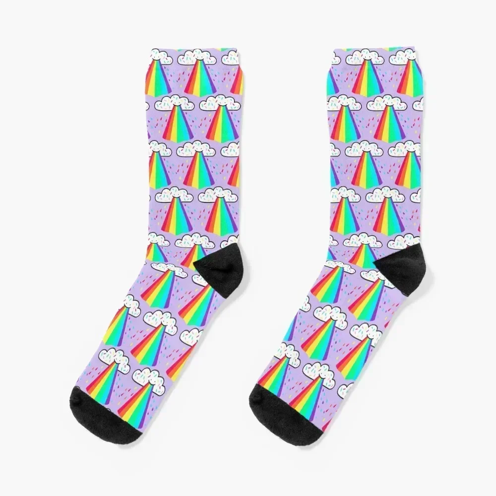 

Rainbow Blast Socks Non-slip with print winter thermal cotton Socks Women's Men's