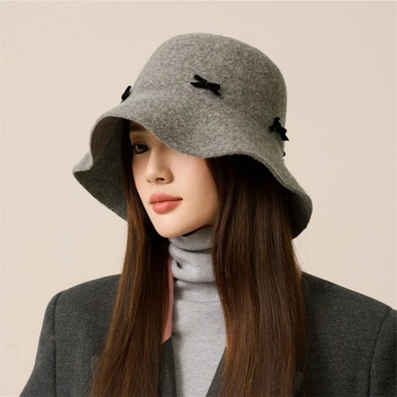 Wool Cap Design Model Felt Fisherman's Hat Light Luxury Simple Elegant Show Face Small Wool Tweed Basin Hat