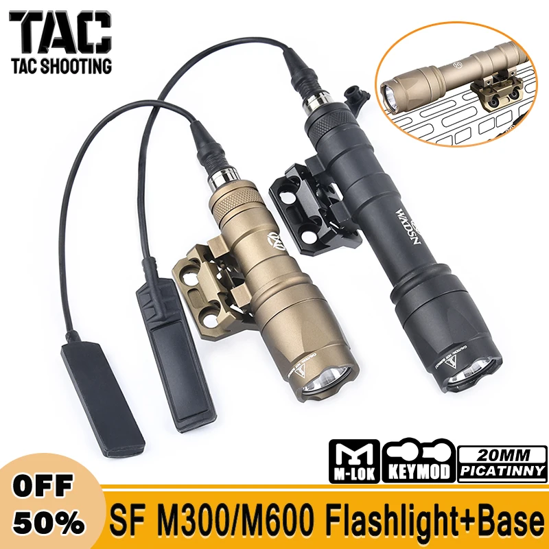 

Surefir M300A M600C Airsoft Powerful Tactical Metal Flashlight LED Weapon Scout Lamp Offset Base Hunting Rifle Light Accessorie