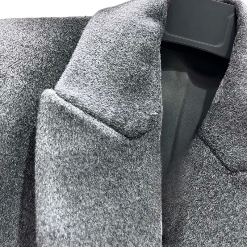 24new outerwear novos casacos e jaquetas 90% lã novo casaco de lã cinza trench coat longo casaco de lã casaco de alta qualidade fino ajuste