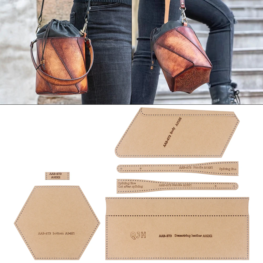 1 Set DIY Näh-Kraftpapier-Schablonen für die manuelle Herstellung von Schulter- und Umhängetaschen, DIY Leder-Musterpapier-Zeichenvorlagen
