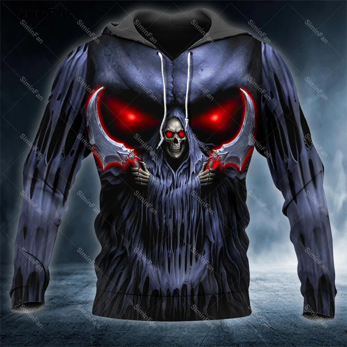 Double Death Grim Reaper Skull 3D Printed Hoodie Zipper Jacket Men Pullover Coat Unisex Outwear Casual Sweatshirt Top Streetwear