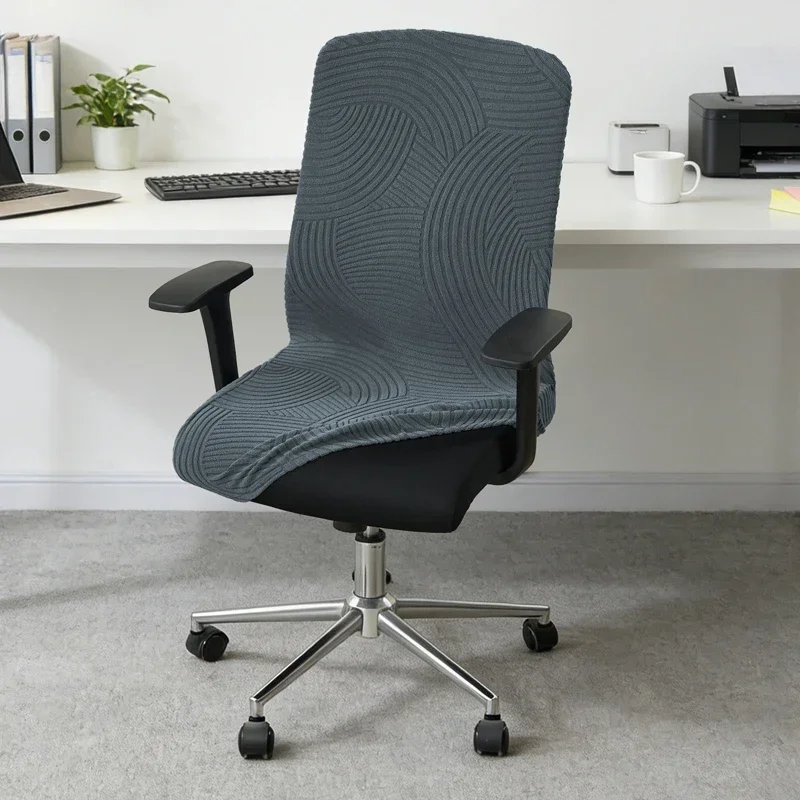 yes1PC Jacquard Office Chair Covers Anti-dirty Computer Seat Chair Cover Solid Color Removable Slipcover for Study Room Home Off