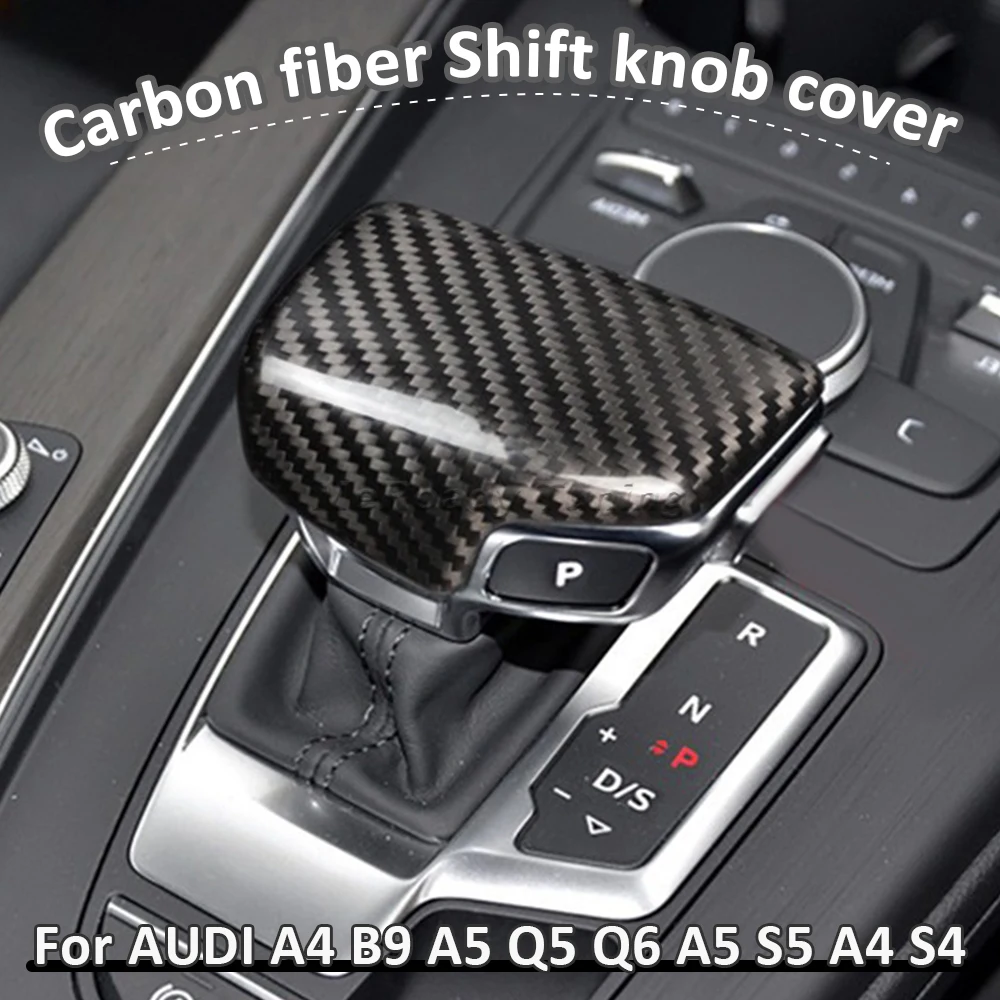 

RHD Carbon Fiber Shift Knob Cover Gear Lever Stick Shifter Cap For AUDI A4 B9 A5 Q5 Q6 S5 S4 RS5 2021 2022 Car Accessories
