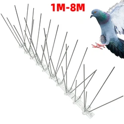 Pinchos de plástico para ahuyentar aves y palomas, tira de púas de acero inoxidable, repelente de espantapájaros para palomas, 1M-8M