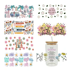 3D UV DTF Transfers Stickers 16oz Cup Wraps Plant Flower Word Printed For DIY Glass Ceramic Metal Leather Etc. D11889