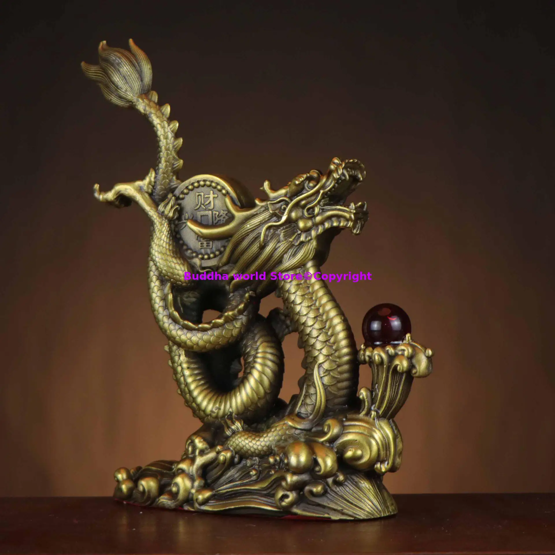 GOOD 2025 Copper Recruiting wealth money fortune dragon bring good luck Auspicious ornament home office store good decorative