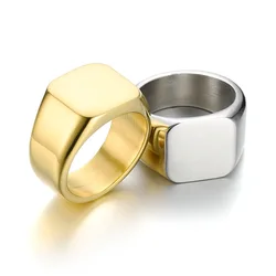 HNSP 316L Stainless Steel Square Plain Seal Ring For Men Male Blank Signet Ring DIY Engraved Jewelry Accessories