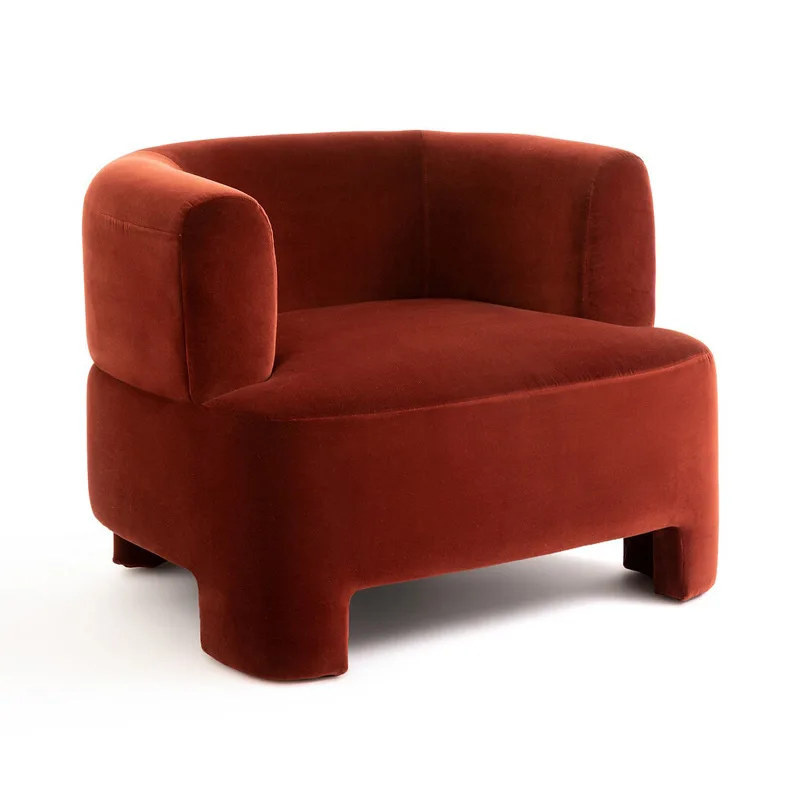 

Fabric Single Sofa Chair Designer Caramel Red Hotel Room Sofa Chair