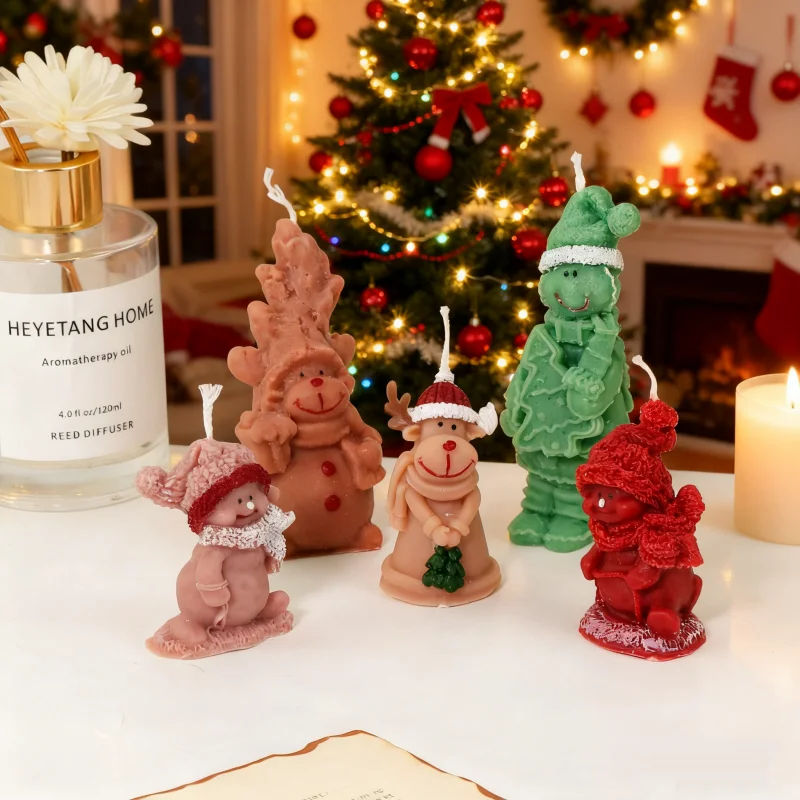DIY 3D Weihnachten Nette Schneemann Kerze Form Handgemachte Clever Elch Aroma Silikon Form Weihnachten Harz Gips Seife Form Wohnkultur Geschenke