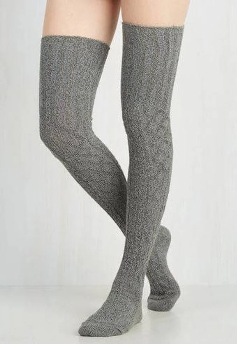 Women Over Knee Socks Female Sexy Stockings Warm Long Boot Knit Thigh-High Gray Khaki Blue Black Twist Stockings Woman