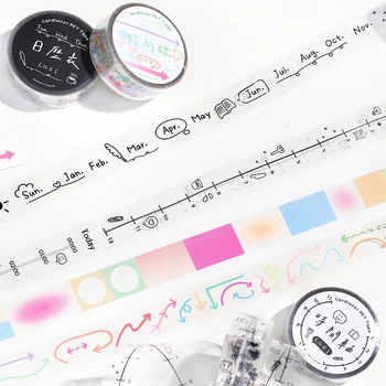 装飾的な字型のタイムラインのテープ,夜のスクラップブッキング,日記,カード,ジャーナル,アルバム,マスキングテープ,文房具