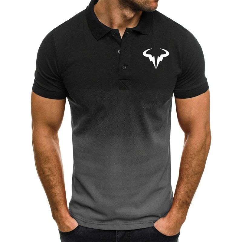 Polo Dégradé à Pois pour Homme, Streetwear Confortable, T-shirt Surdimensionné, Sports de Plein Air, Mode Rafael Nadal, Été