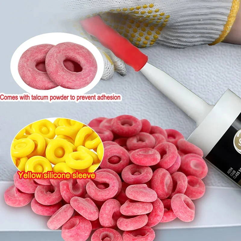 10개 레드 코킹 캡 씰링 캡 (코킹 건 노즐용) 보호 커버 유리 접착제 팁 배럴 접착제 입구 보호 캡