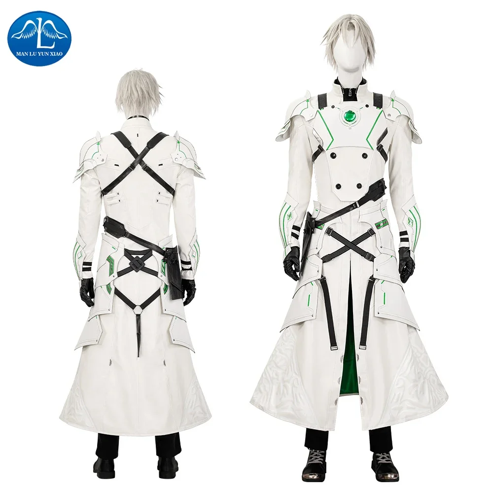 GAME Final Fantasy VII Youth Sephiroth Cosplay Costume FF7 Sephiroth Outfit White Armor SuitCoat Custom Shoes Halloween