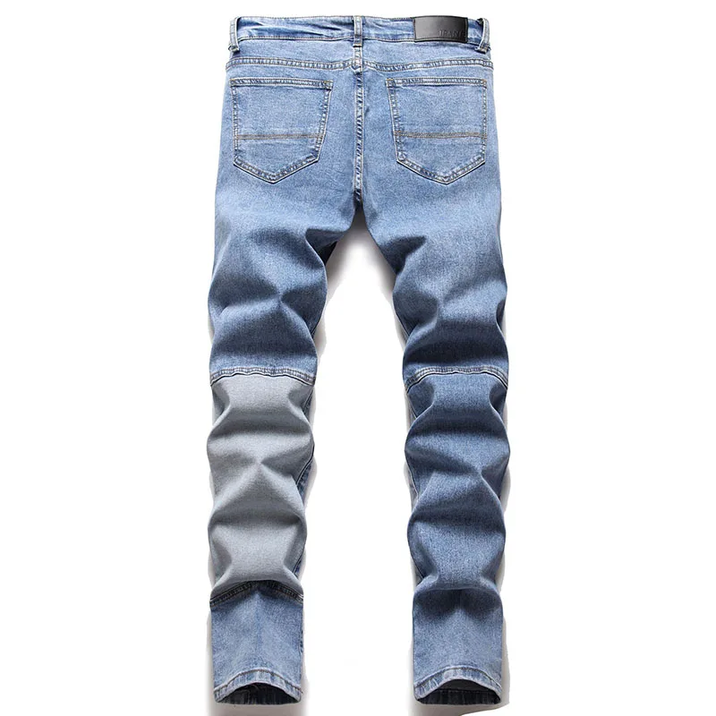 Mens Cotton Jeans Autumn Fashion Stitching Patch Slim Skinny Jeans Men Trousers Casual Male Denim Pants Vaqueros Hombre