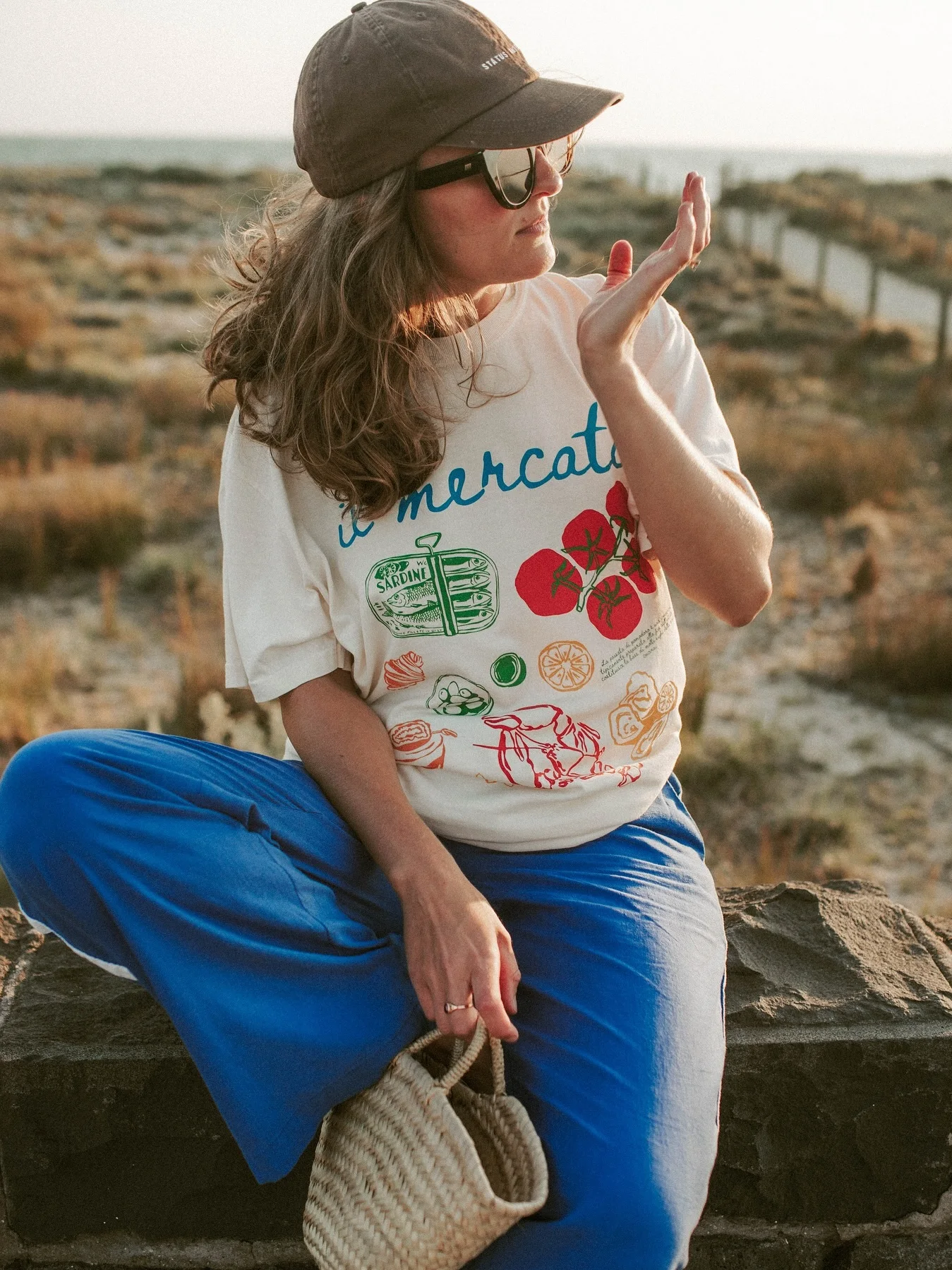 Retro American Vintage Creative Lobster Tomato Print Spicy Girl Loose Pure Cotton Short Sleeve T-Shirt Women's Trendy Summer Top