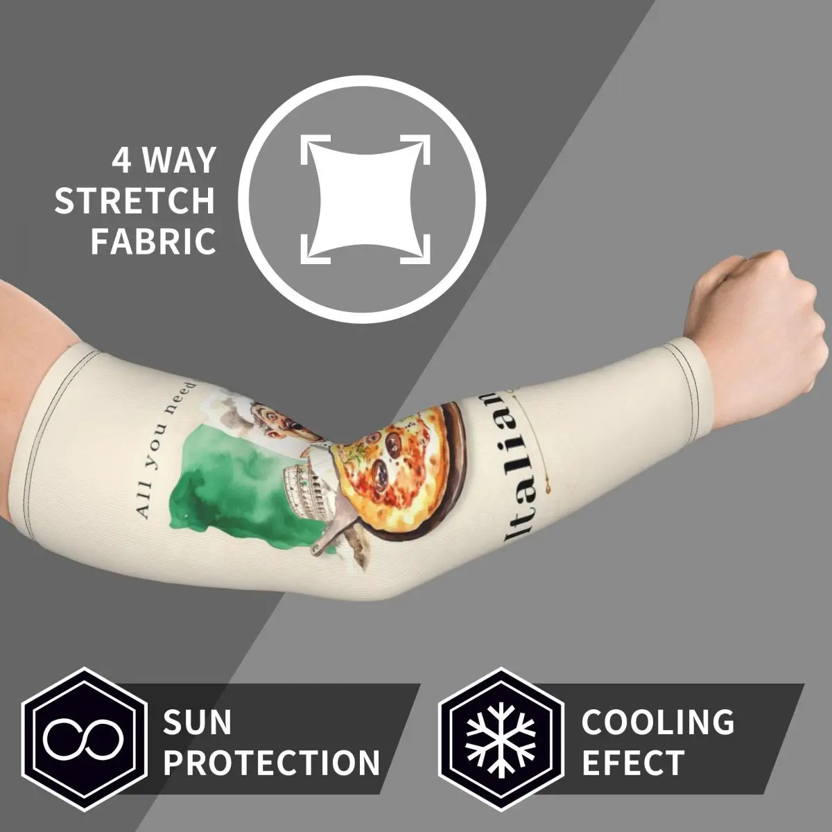 Итальянский флаг, пицца, рукава для мужчин и женщин, защита от солнца и ультрафиолета, татуировка, спортивное охлаждение, езда на велосипеде