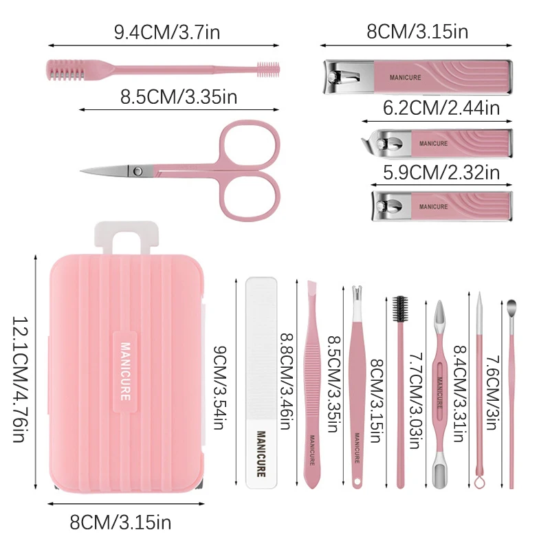 ที่ตัดเล็บ12ชิ้น/เซ็ตชุดกล่องเครื่องมือตัดเล็บดีไซน์กระเป๋าเดินทางสร้างสรรค์ชุดทำเล็บเล็บมือและเล็บเท้า