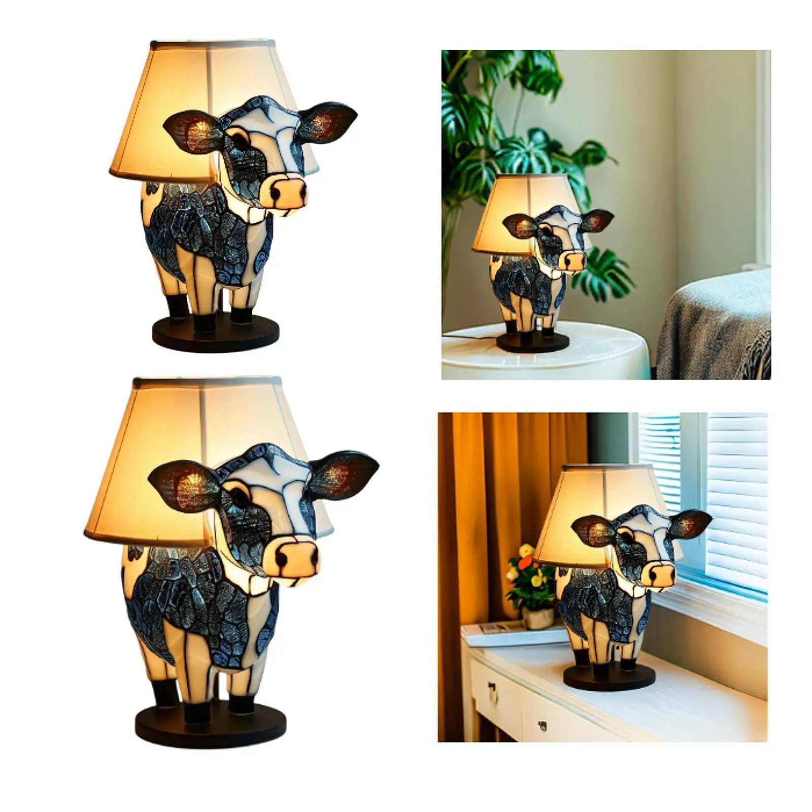 Animal Table Lamp Cow/Monkey Bedside Table Lamp With USB A+C Ports