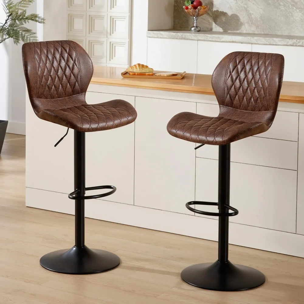 

Bar Stools Set of 2, Modern Swivel Counter Height Barstools for Kitchen Island Chairs, Adjustable Fabric Bar Stools with Back fo