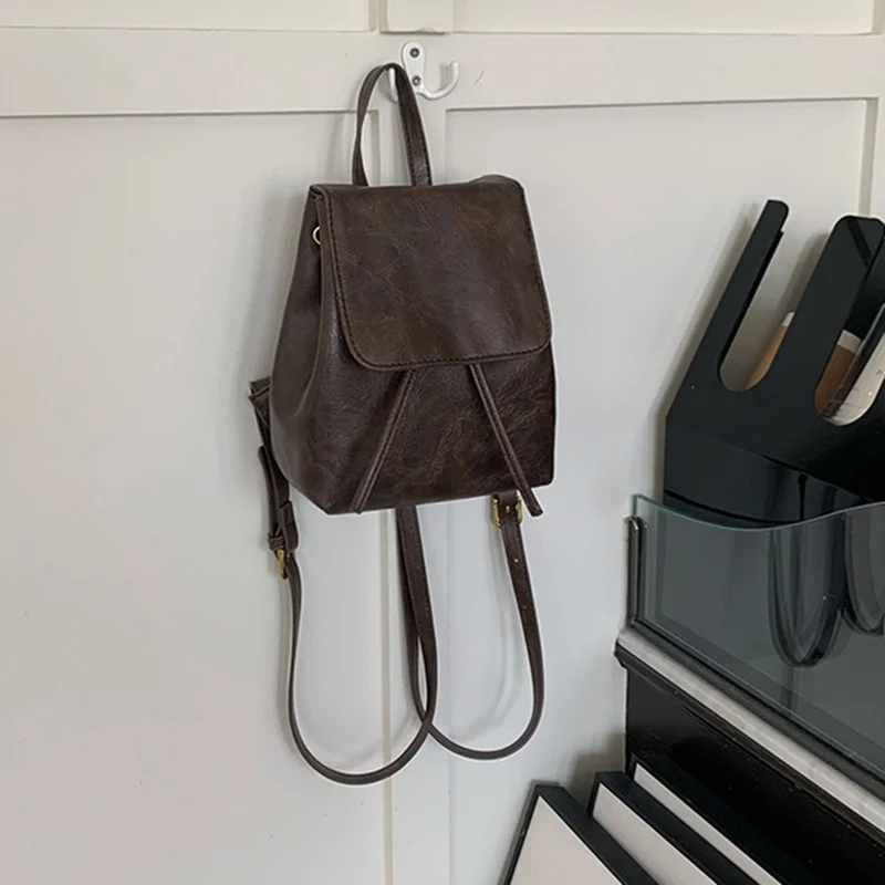 Retro Brown Double Shoulder Bag Casual Korean Style Women's  Size INS Trend Soft Leather Hobo Bag for Young Adults