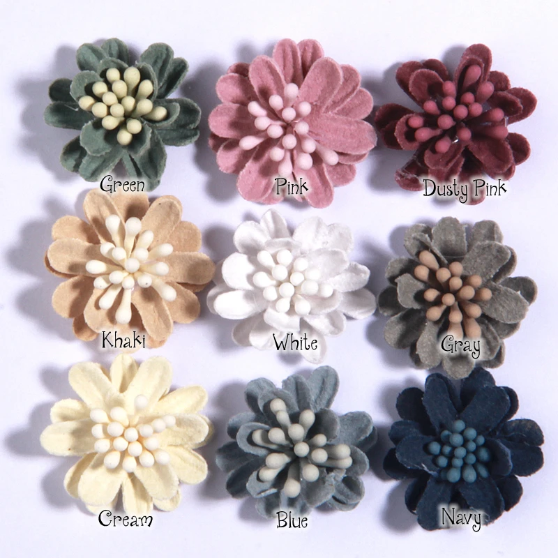 20Pcs 2.5CM Fabric Flowers For Baby Gilrs Headbands Chiffon Flower For Hair Clips Accessories Bride Bouquet Craft Projects